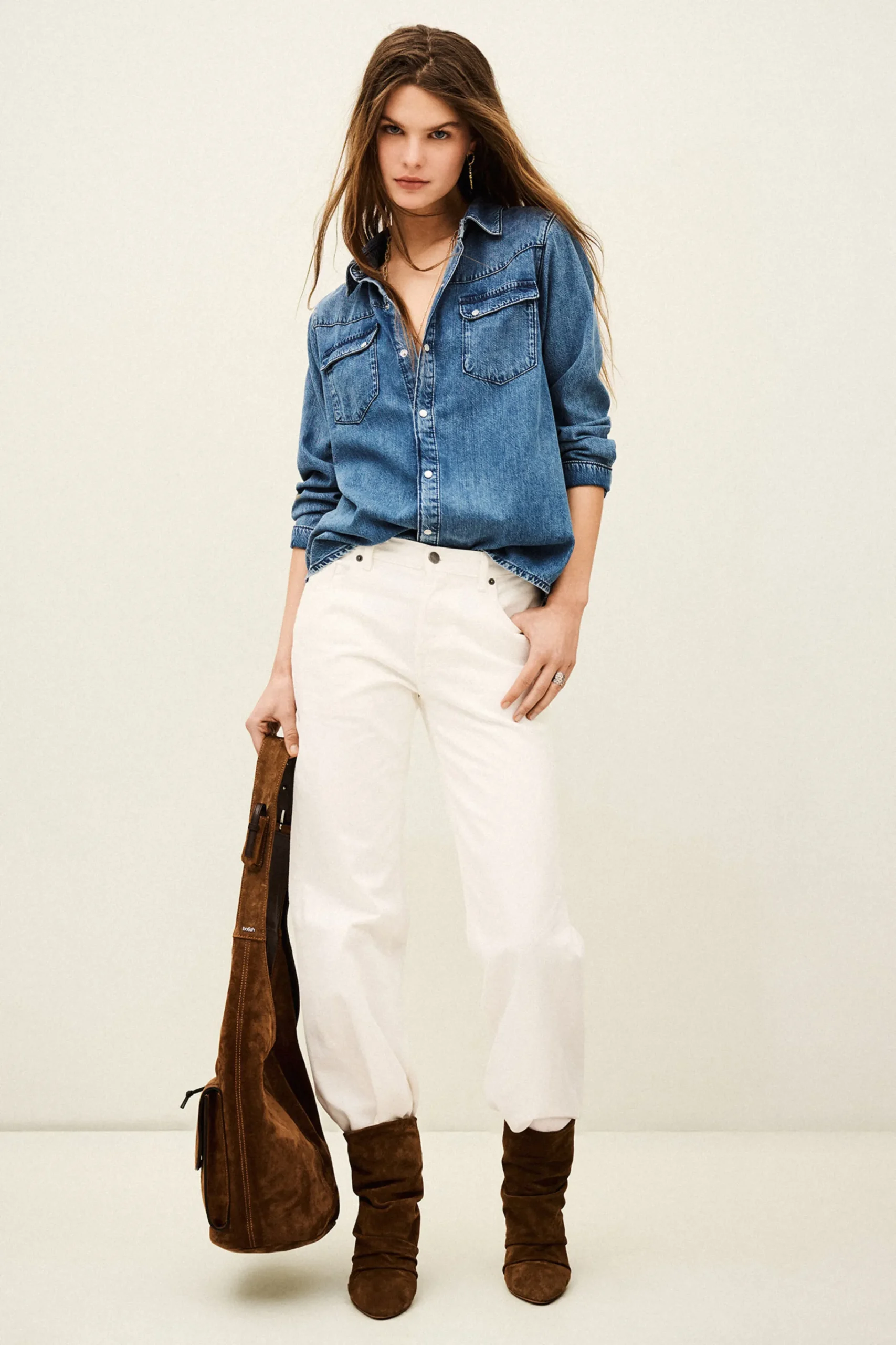 Ba&Sh ADALI chemise denim longue BLEU