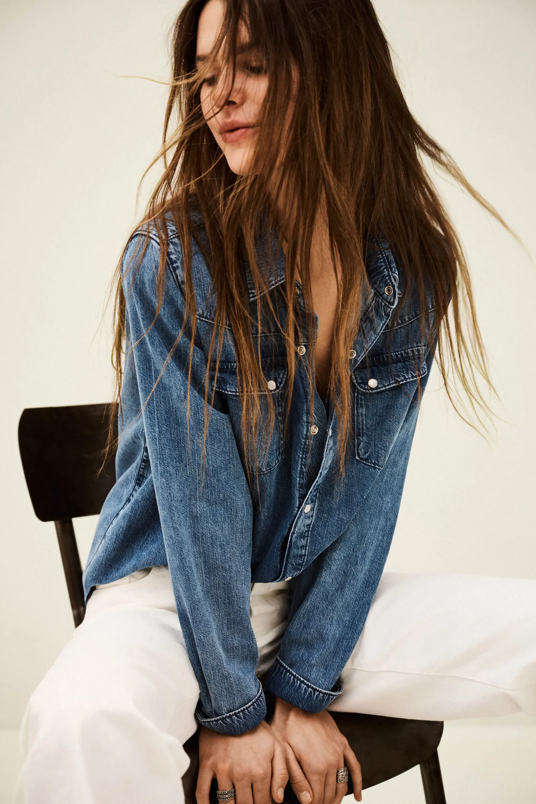 Ba&Sh ADALI chemise denim longue BLEU