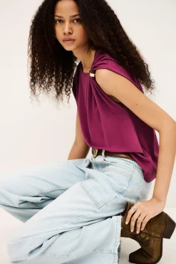 Ba&Sh ALLIA t-shirt manches courtes VIOLET Clearance