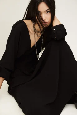 Ba&Sh AMBRA robe midi élégante NOIR Discount