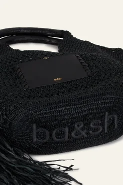 Ba&Sh ARA panier raphia franges NOIR Outlet