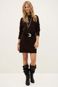 Ba&Sh ATES robe pull maille MARRON Sale