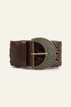 Ba&Sh BALMY ceinture cuir tressée MARRON Discount