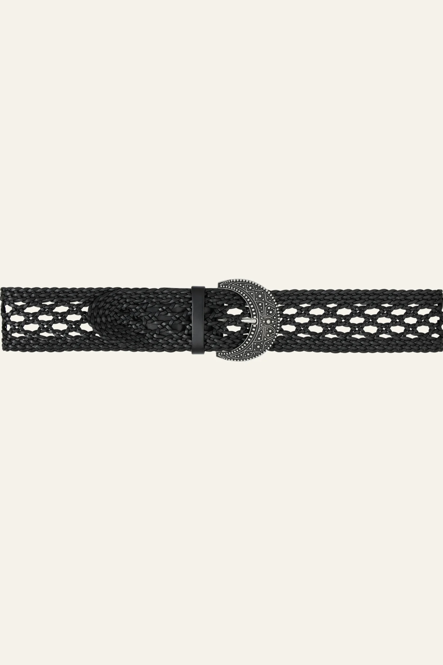 Ba&Sh BALMY ceinture cuir tressée NOIR Outlet