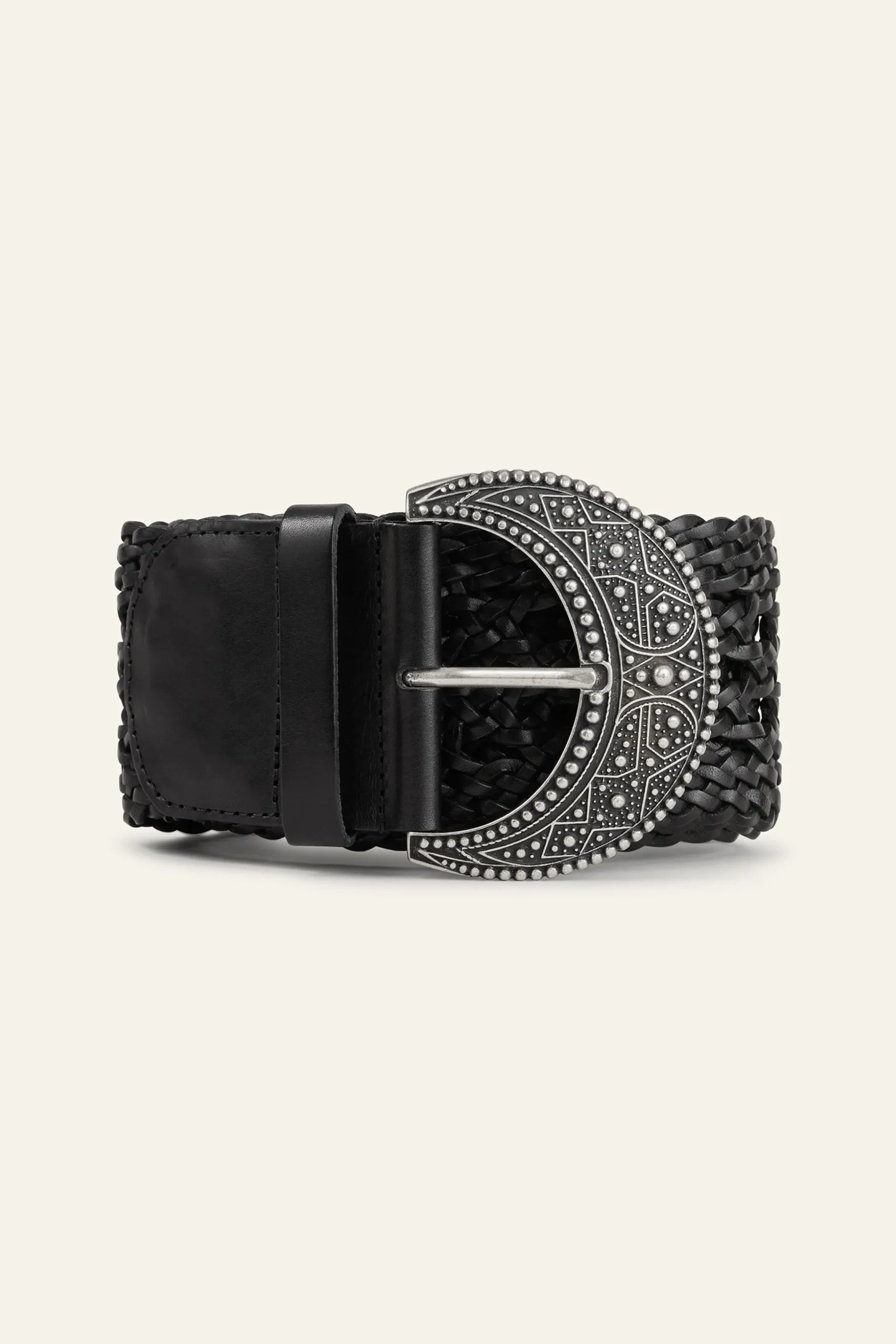 Ba&Sh BALMY ceinture cuir tressée NOIR Outlet