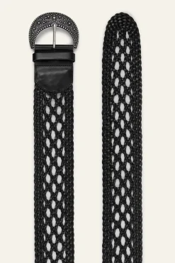 Ba&Sh BALMY ceinture cuir tressée NOIR Outlet