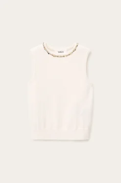 Ba&Sh BAMMA débardeur maille brodé ECRU Outlet