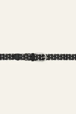 Ba&Sh BECK ceinture cuir tressée NOIR Sale