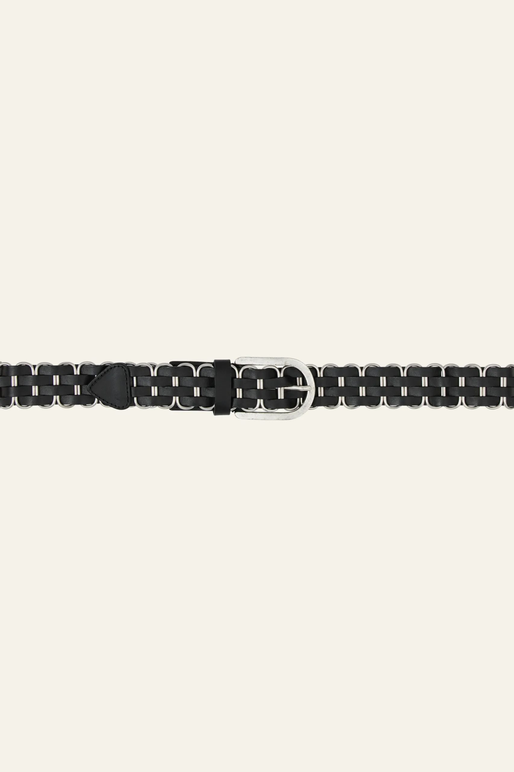 Ba&Sh BECK ceinture cuir tressée NOIR Sale