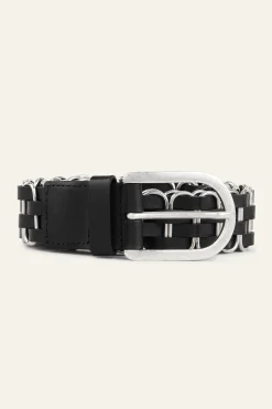 Ba&Sh BECK ceinture cuir tressée NOIR Sale