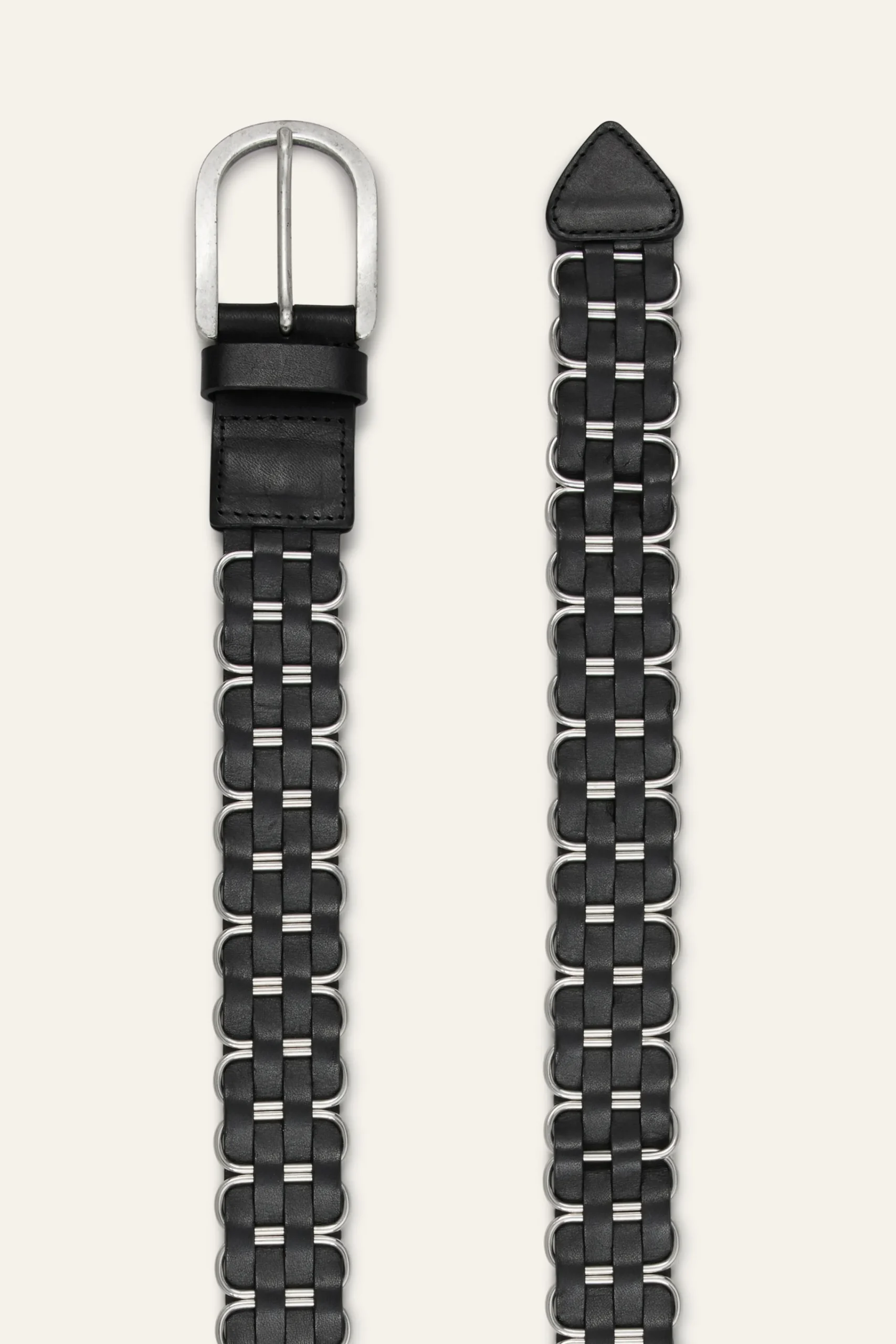 Ba&Sh BECK ceinture cuir tressée NOIR Sale