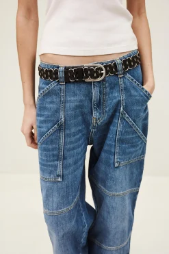 Ba&Sh BECK ceinture cuir tressée NOIR Sale