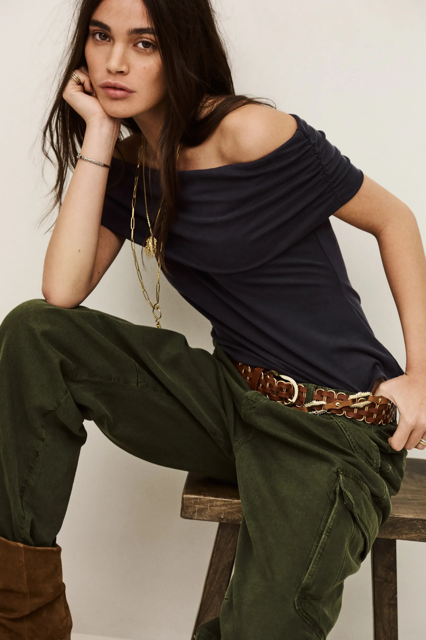 Ba&Sh BENE top jersey épaules BLEU Clearance