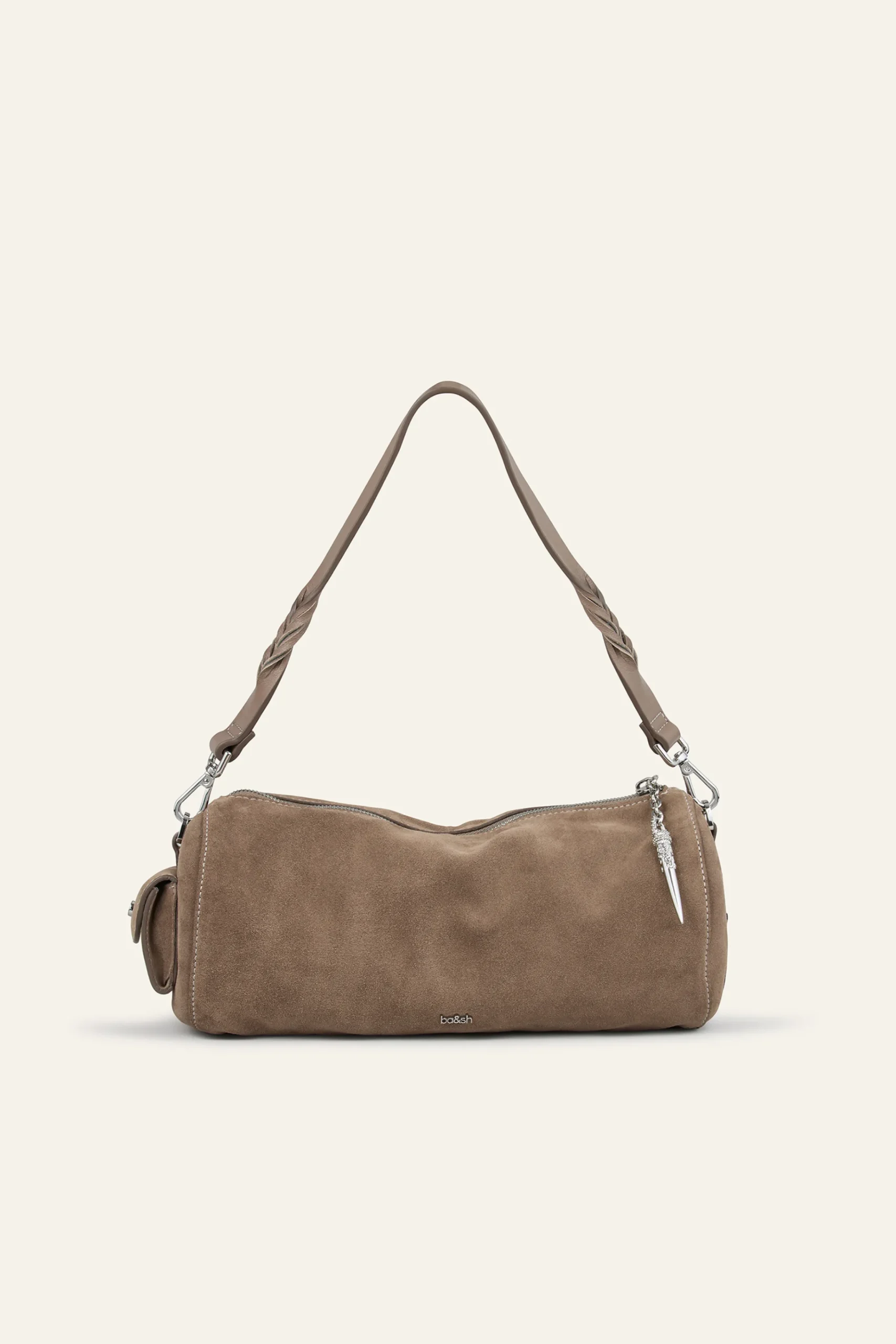Ba&Sh BENI sac baguette daim GRIS Outlet