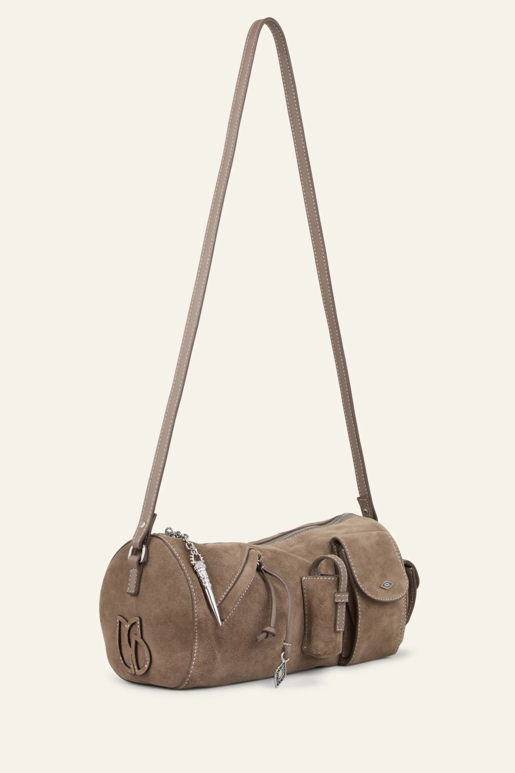 Ba&Sh BENI sac baguette daim GRIS Outlet