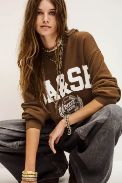 Ba&Sh BENJAMIN sweat bicolore MARRON Best