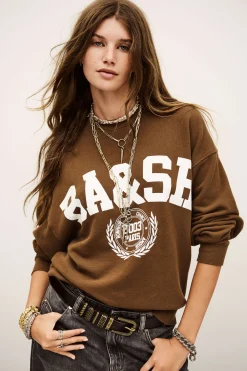 Ba&Sh BENJAMIN sweat bicolore MARRON Best