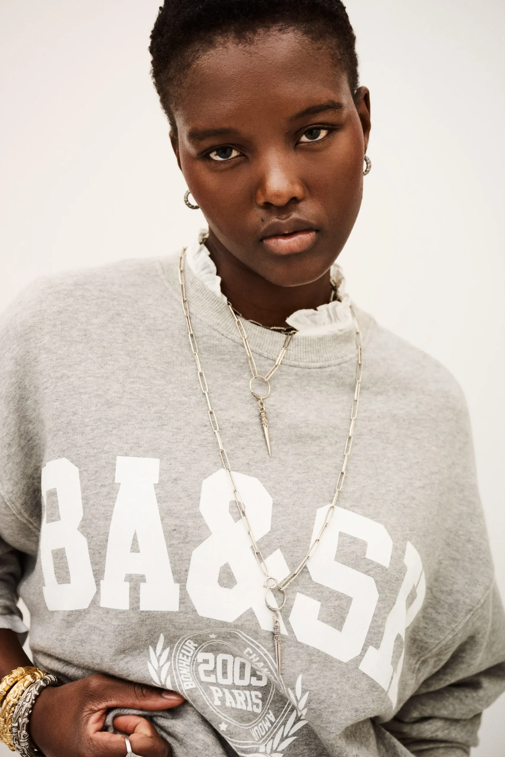 Ba&Sh BENJAMIN sweat bicolore GRIS