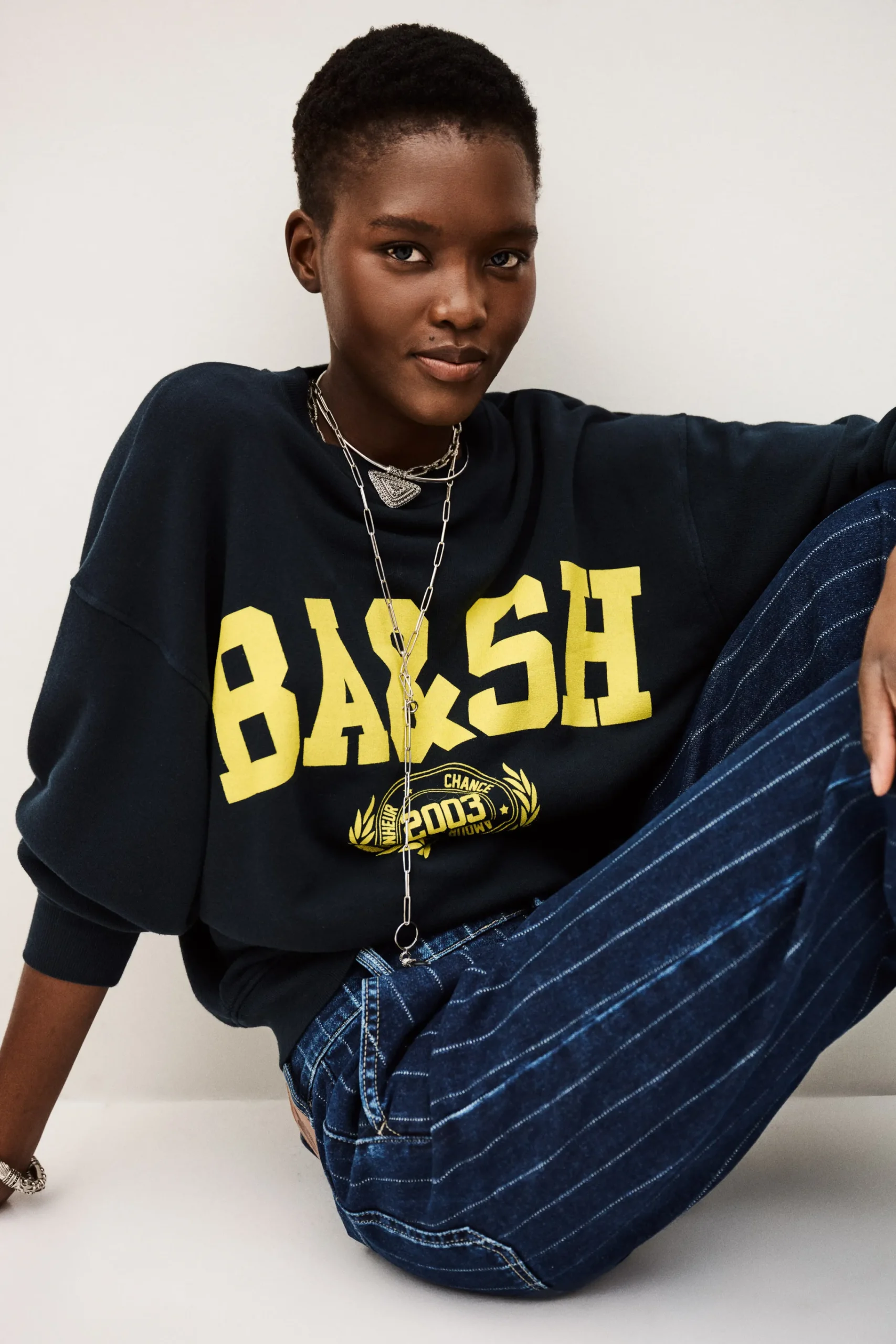 Ba&Sh BENJAMIN sweat croppé BLEU Clearance