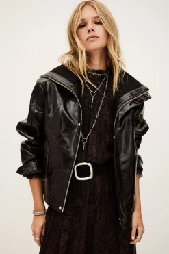 Ba&Sh BERNIE blouson en cuir MARRON New