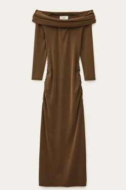 Ba&Sh BETTINA robe midi épaules MARRON New
