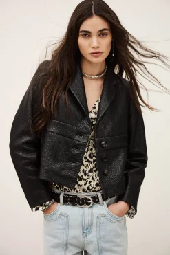 Ba&Sh BORFEO veste cuir courte NOIR Best