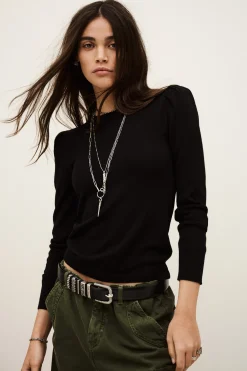 Ba&Sh BRITANIE pull manches ballons NOIR Online