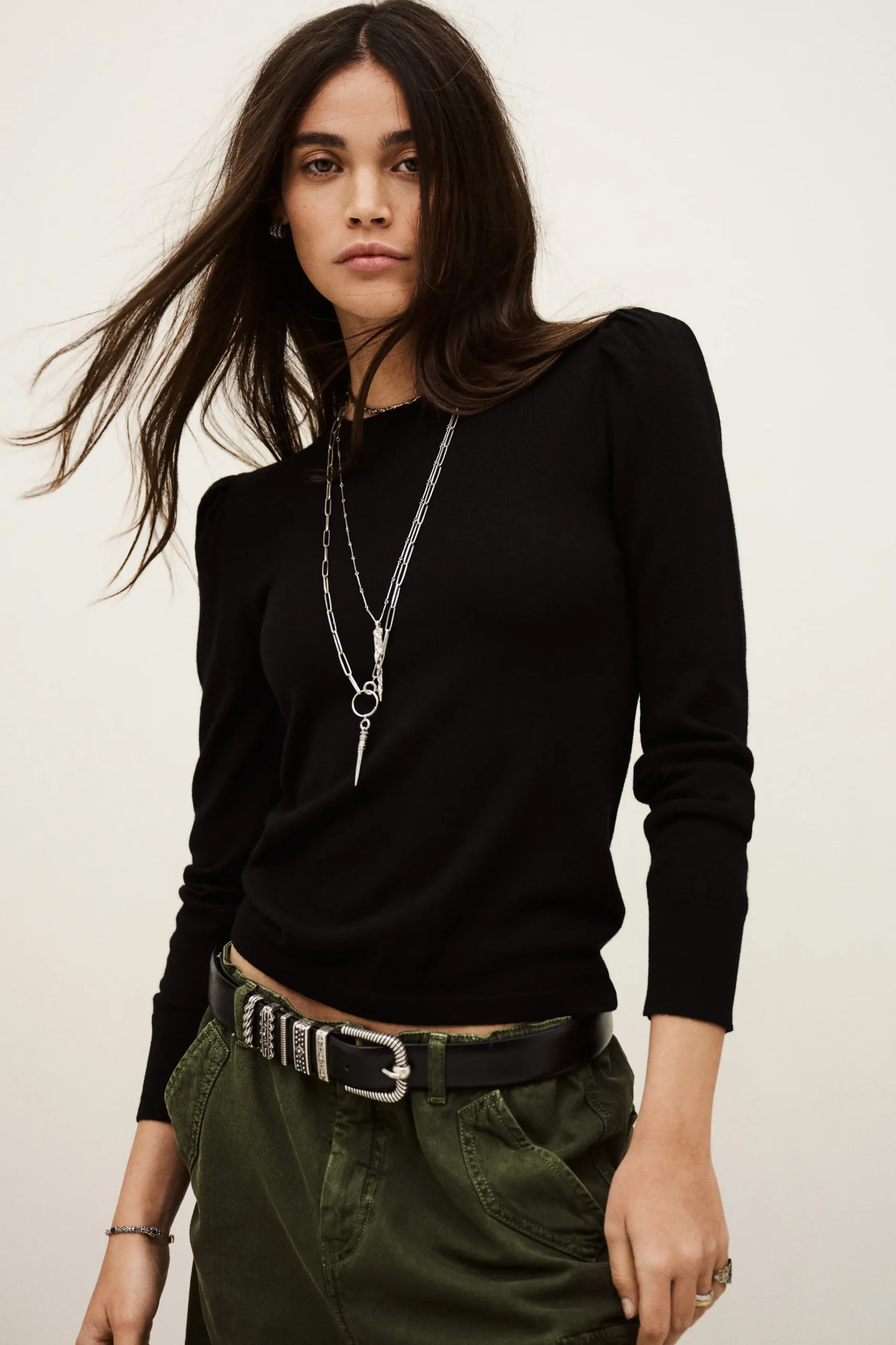 Ba&Sh BRITANIE pull manches ballons NOIR Online