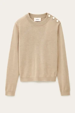 Ba&Sh BYLEIL pull boutons dorés BEIGE New