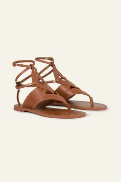 Ba&Sh CAPRI sandales plates cuir MARRON