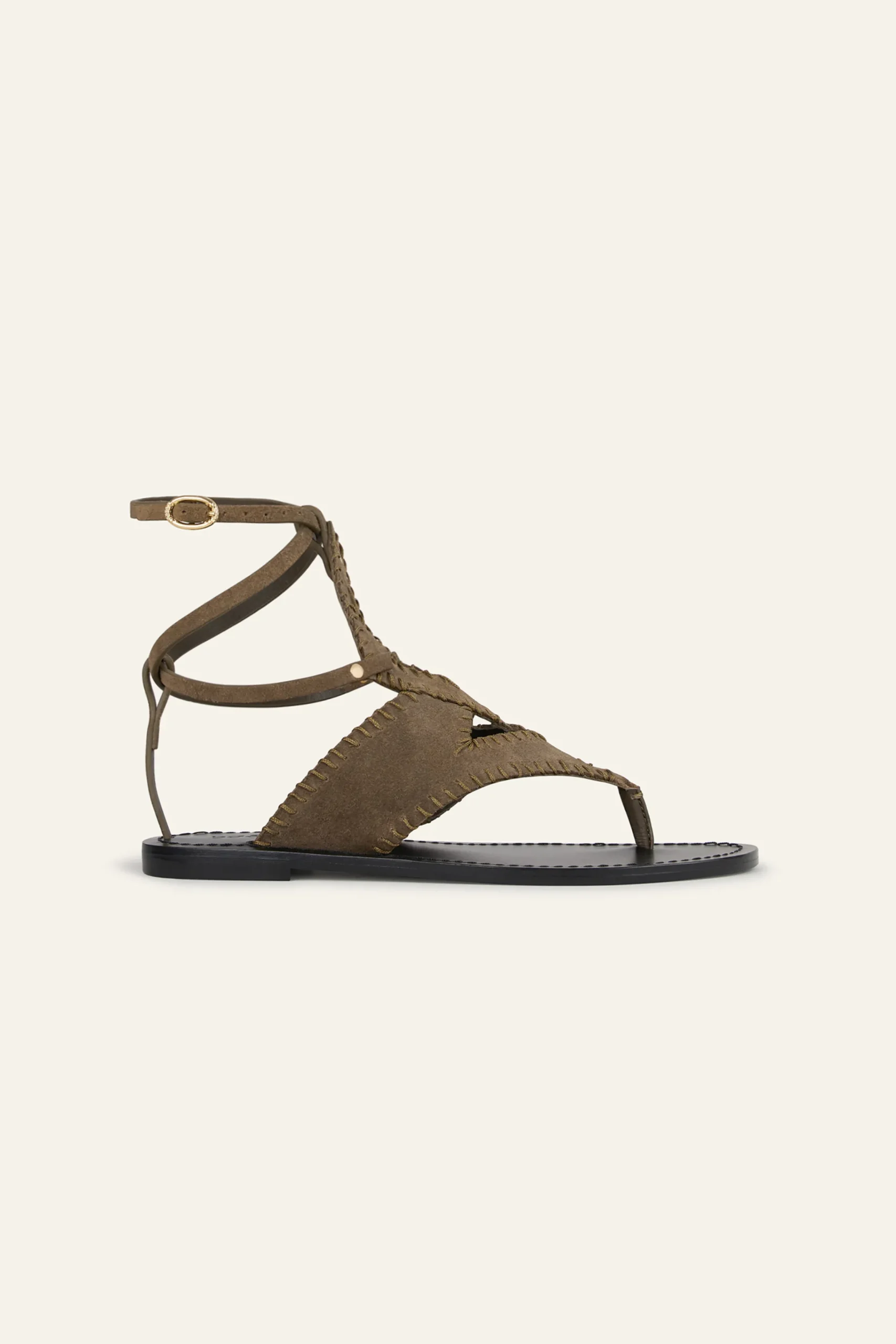 Ba&Sh CAPRI sandales plates en suede VERT Hot