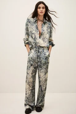 Ba&Sh CARRINA pantalon loose imprimé BLEU