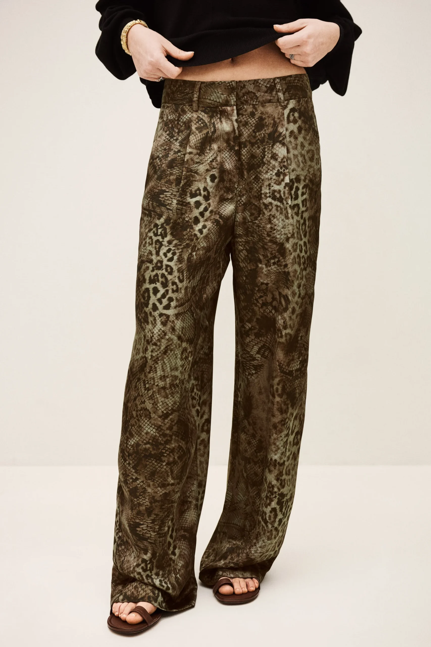 Ba&Sh CARRINA pantalon loose imprimé VERT Discount
