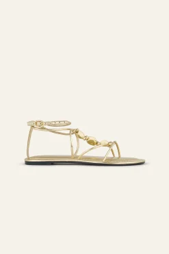 Ba&Sh CAYA sandales plates cuir DORE Outlet