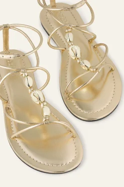 Ba&Sh CAYA sandales plates cuir DORE Outlet