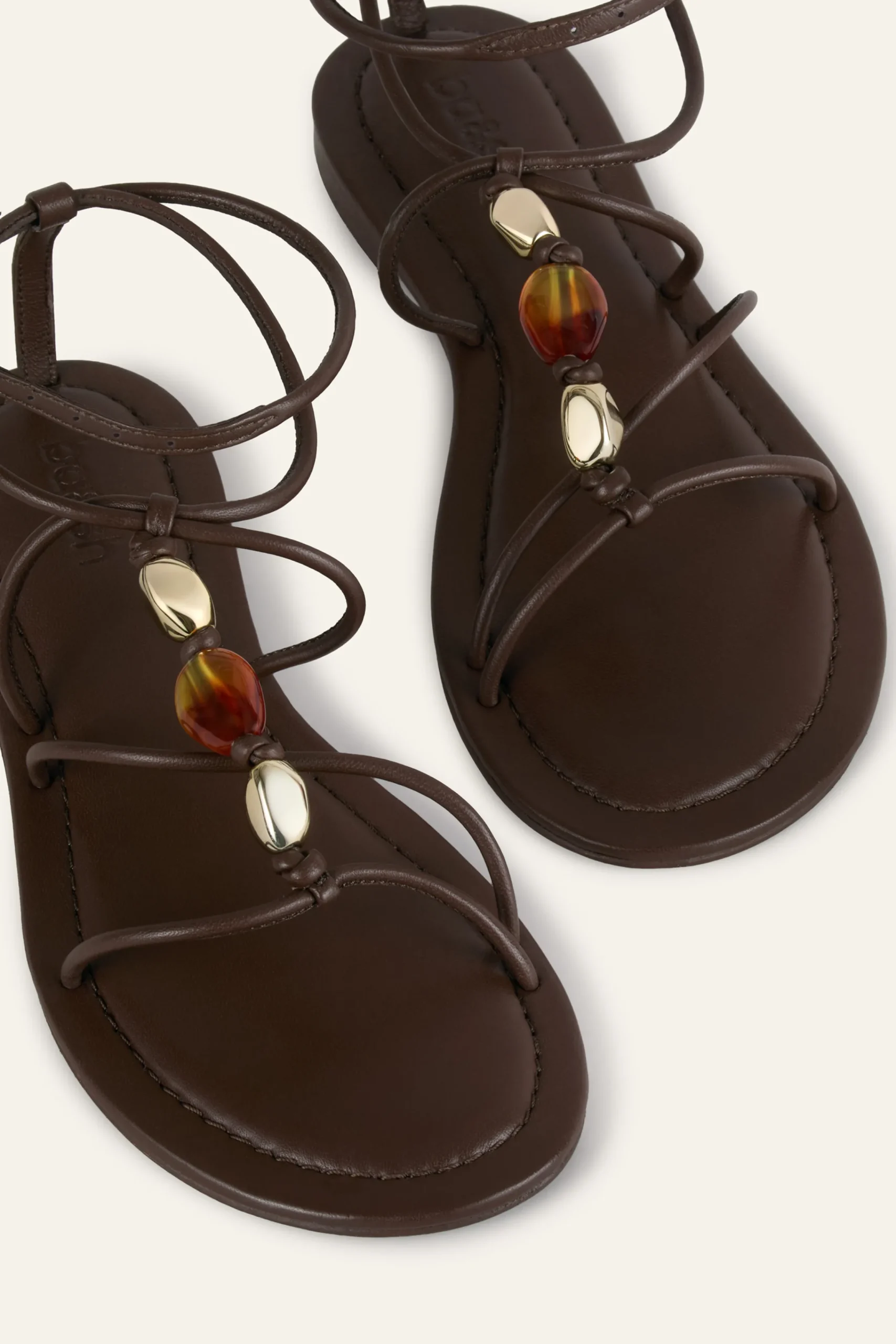 Ba&Sh CAYA sandales plates cuir MARRON Sale