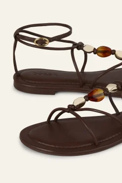 Ba&Sh CAYA sandales plates cuir MARRON Sale