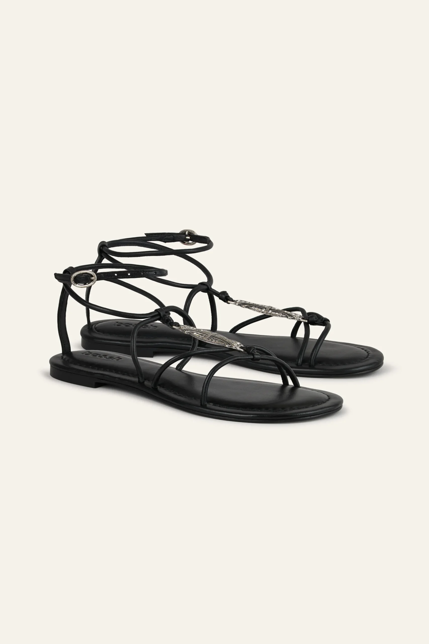 Ba&Sh CAYA sandales plates en cuir NOIR Clearance