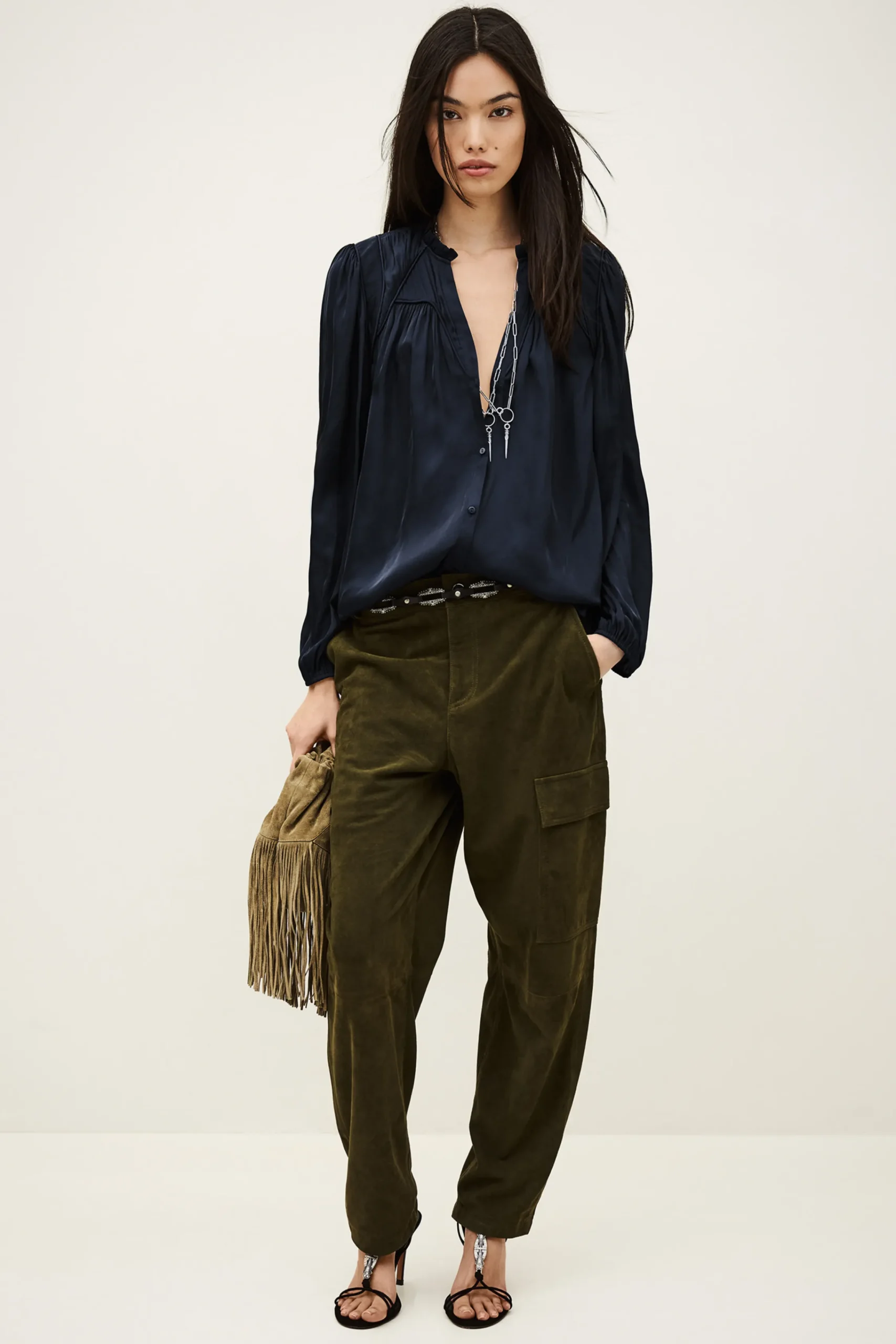 Ba&Sh CESIRA blouse manches bouffantes BLEU
