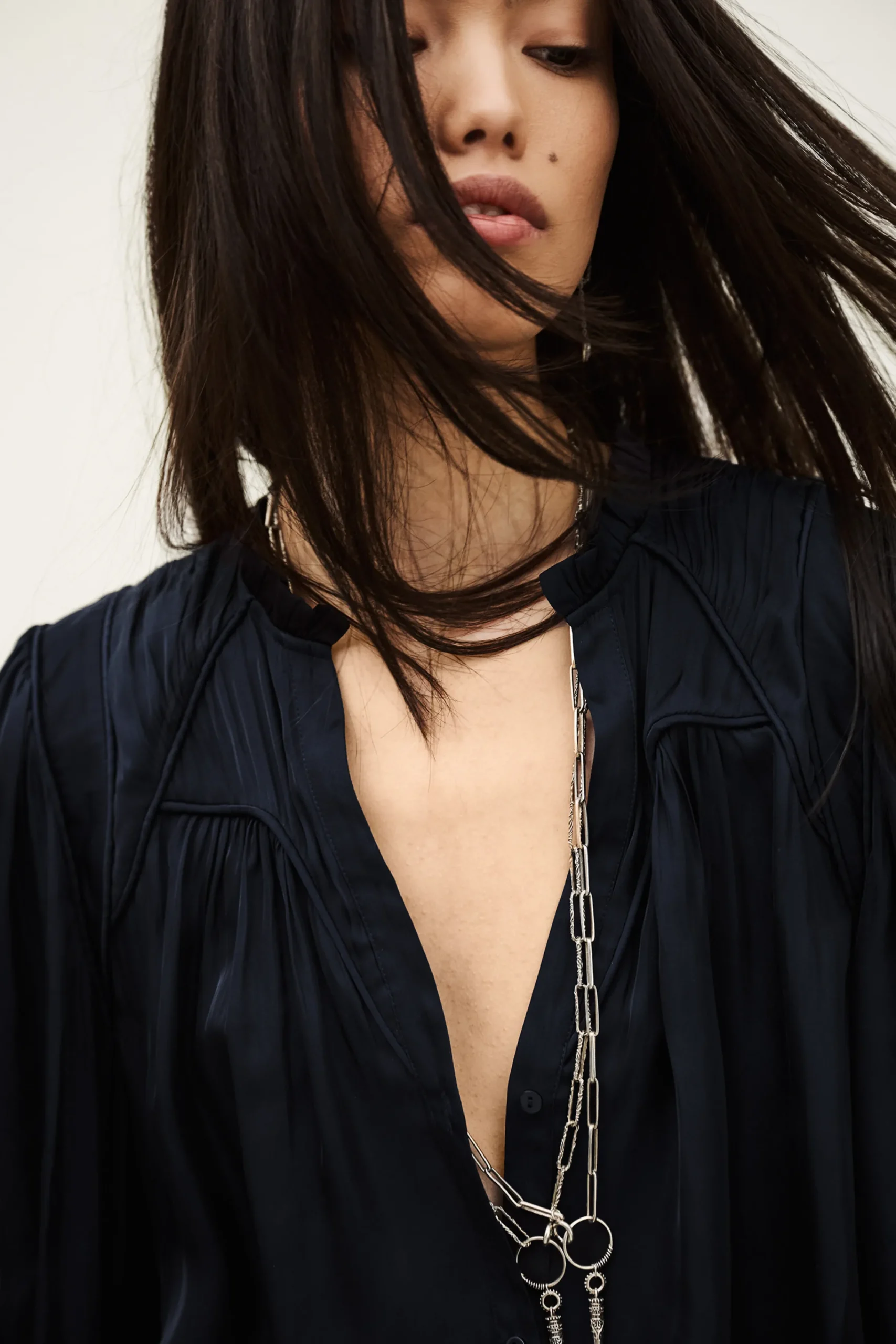 Ba&Sh CESIRA blouse manches bouffantes BLEU