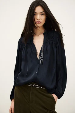 Ba&Sh CESIRA blouse manches bouffantes BLEU