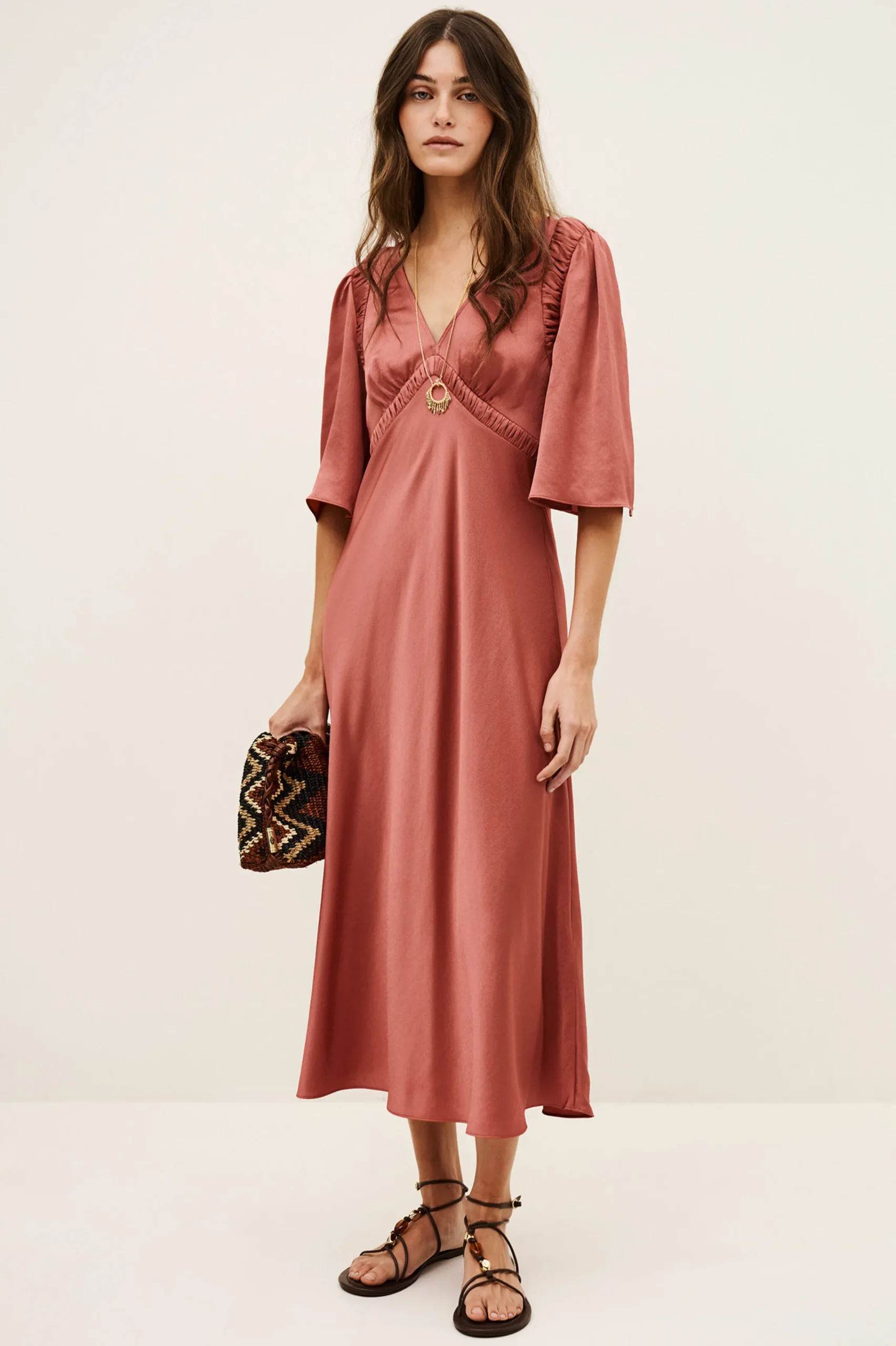 Ba&Sh CHARLOTTE robe midi ROSE Hot