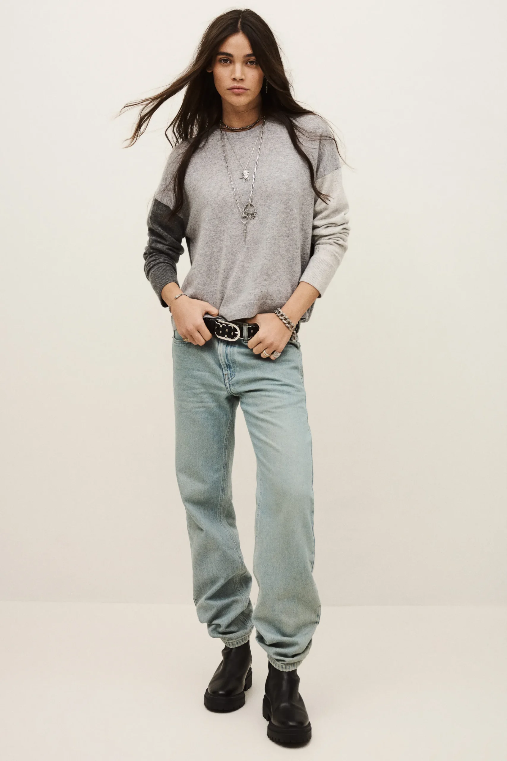 Ba&Sh CHAYA pull cachemire boîte GRIS Sale