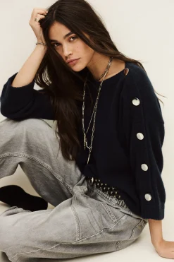 Ba&Sh CLASSY pull cachemire bateau BLEU Clearance