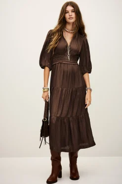 Ba&Sh CLELI robe courte froncée MARRON Outlet