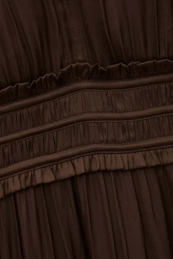 Ba&Sh CLELI robe courte froncée MARRON Outlet