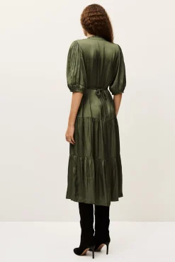 Ba&Sh CLELI robe courte froncée VERT
