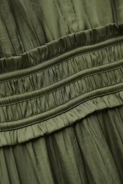 Ba&Sh CLELI robe courte froncée VERT