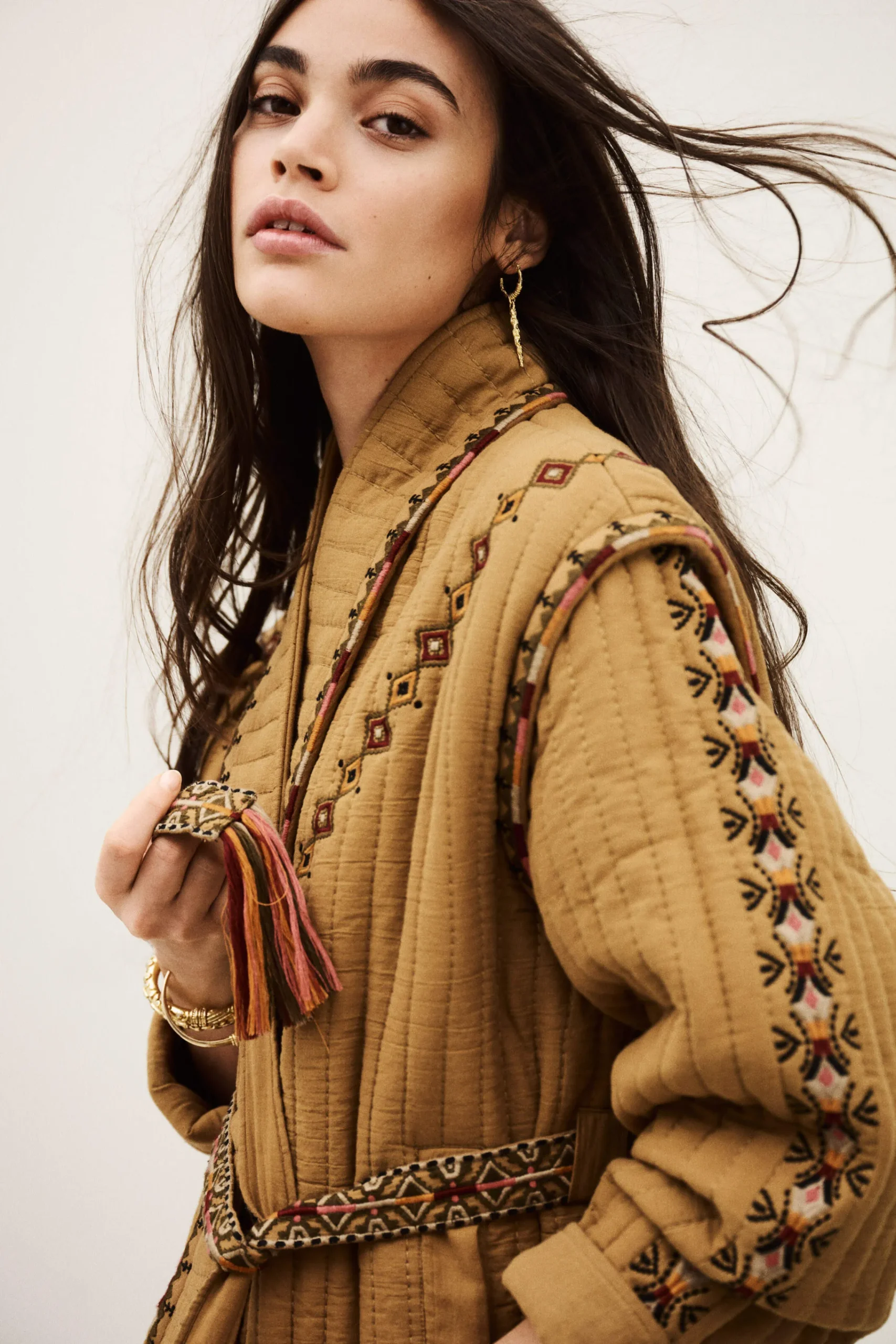 Ba&Sh COCOON veste matelassée brodée MARRON