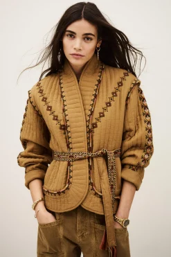 Ba&Sh COCOON veste matelassée brodée MARRON
